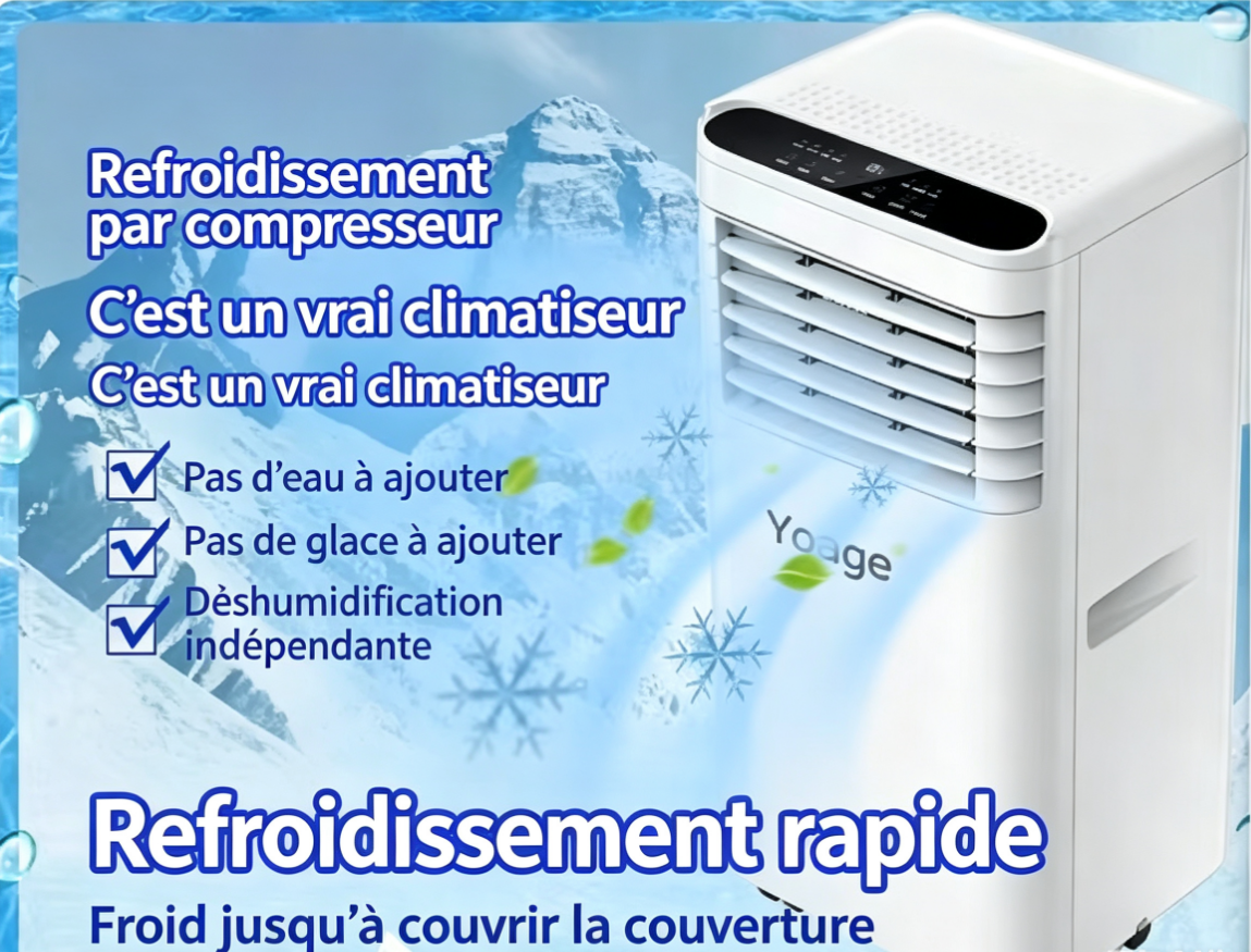 Portable 7000 BTU air conditioner, 4-in-1 unit with dehumidification and sleep modes, quiet operation, includes window mounting kit, remote control, 24-hour timer, suitable for rooms up to 35 square meters